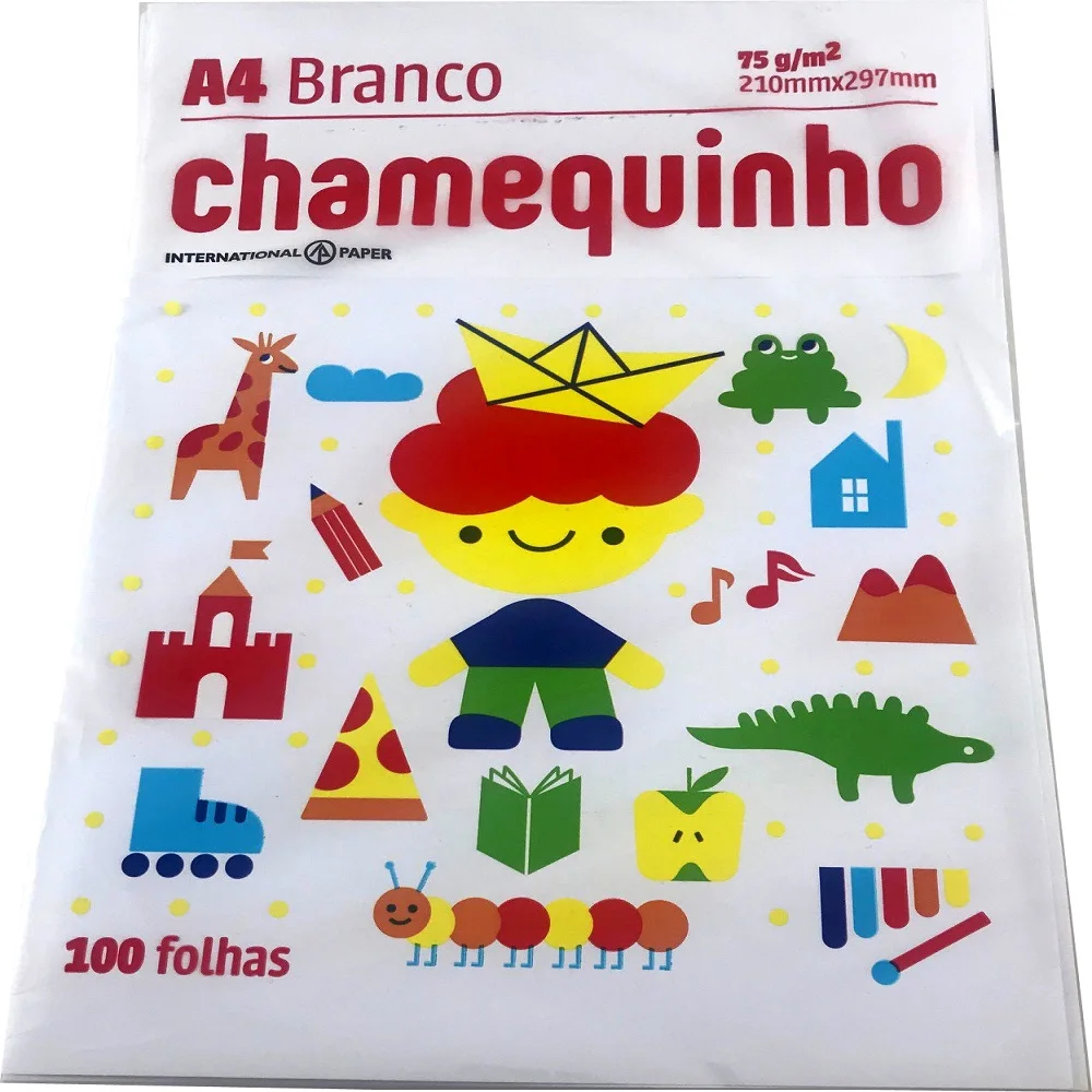 Caneta Multifuncional PT 100 FL Ipaper Papel Sulfite Chamequinho Branco A4 Para Escritório E Escola Ferramenta De Escrita