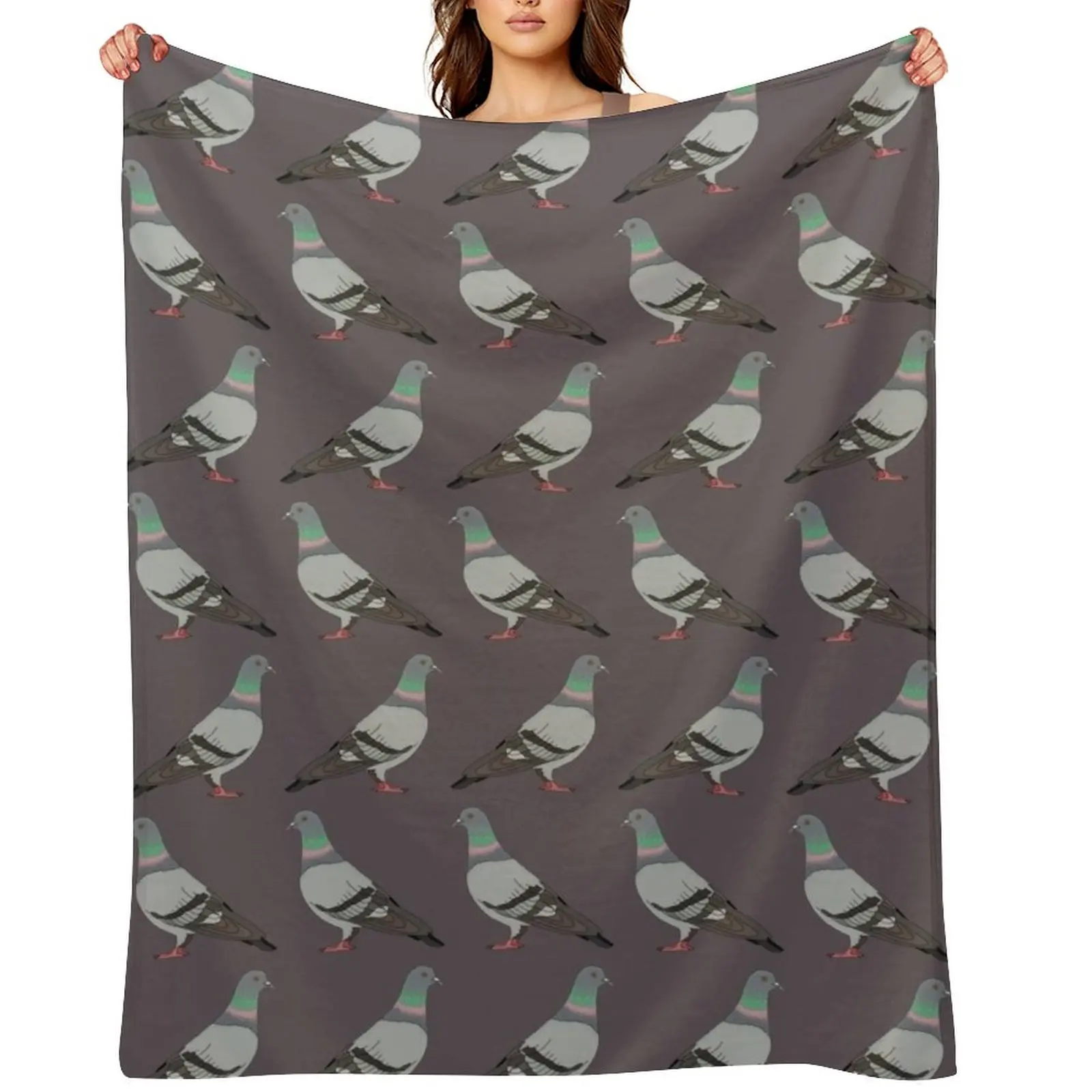 

pigeon walk 2020, grey background Throw Blanket Furry Luxury Designer Decorative Sofa Flannel Blankets