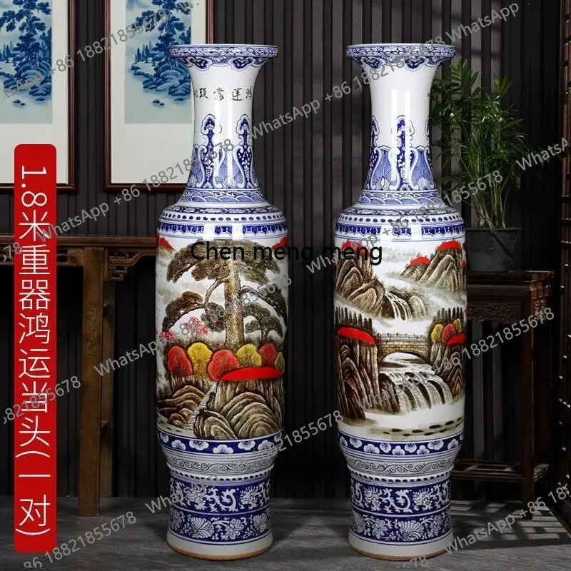 Ceramic hand-painted lucky moment landing large vase hall entrance corridor hotel company opening ornament
