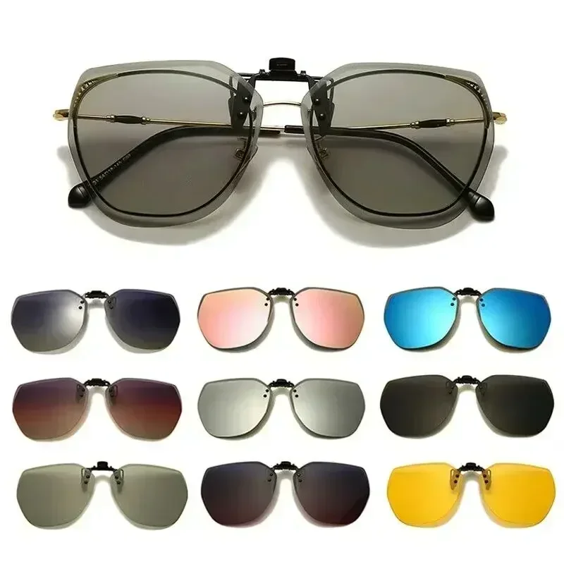 

Polarized Clip Sunglasses Men Women Flip Up Photochromic Driving Glasses Mirrored Sun Glasses UV400 Night Vision Fishing Goggle