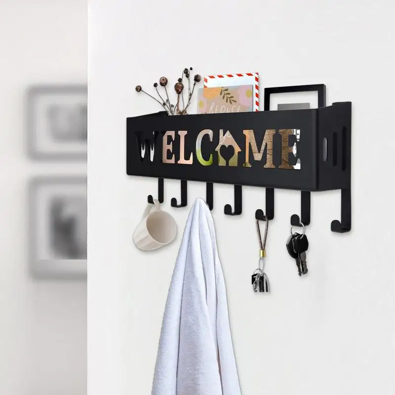 Keyring Mail Holder Wall Mount Wall Mounted Mail Organizer Keyring Rack With Hooks Welcome Decorative Shelf Hangers Easy