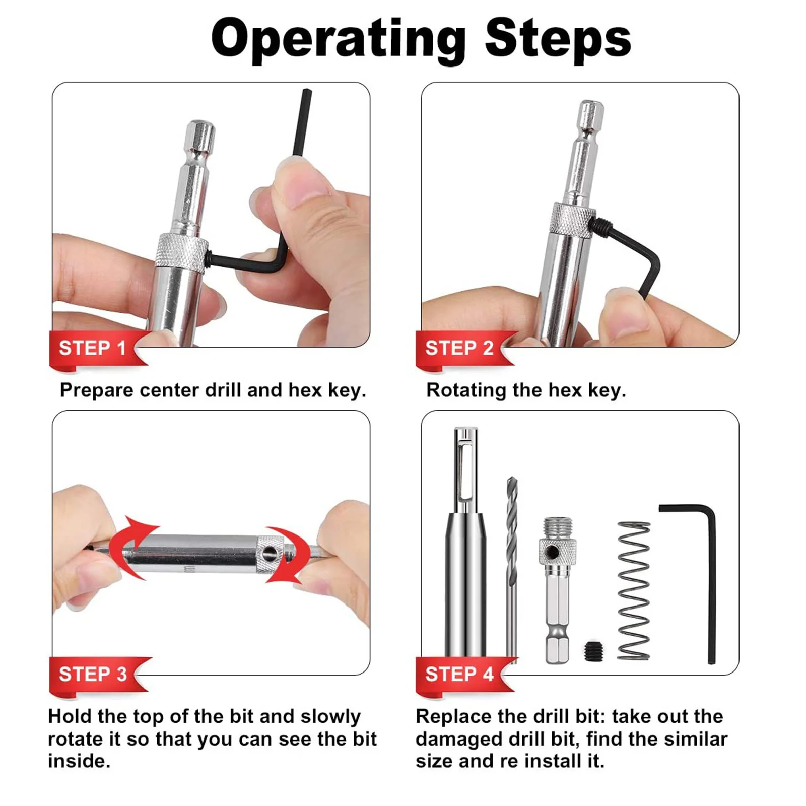 

8Pcs Centering Hinge Core Drill Bits Door Window Drill Guide Tools for Precise Positioning Automatic Sawdust Discharge