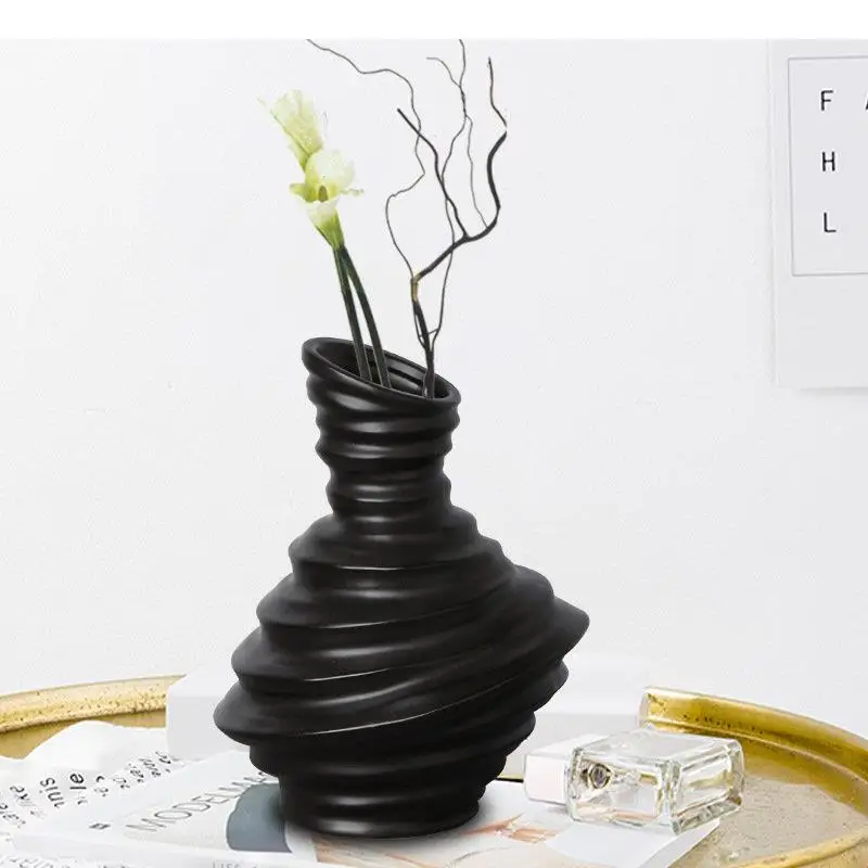 Minimalism Threaded Ceramic Vase Flower Pots Desk Decoration Arrangement Simplicity Floral Vases Modern Home Decor