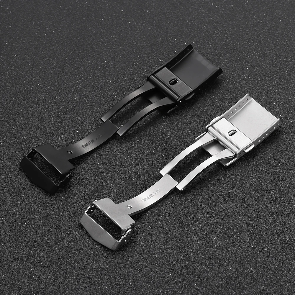 Solid Folding Buckle 18mm 20mm 22mm Watch Clasp 316L Solid Stainless Steel Men&Women Watch Buckles for Silicone Metal Strap