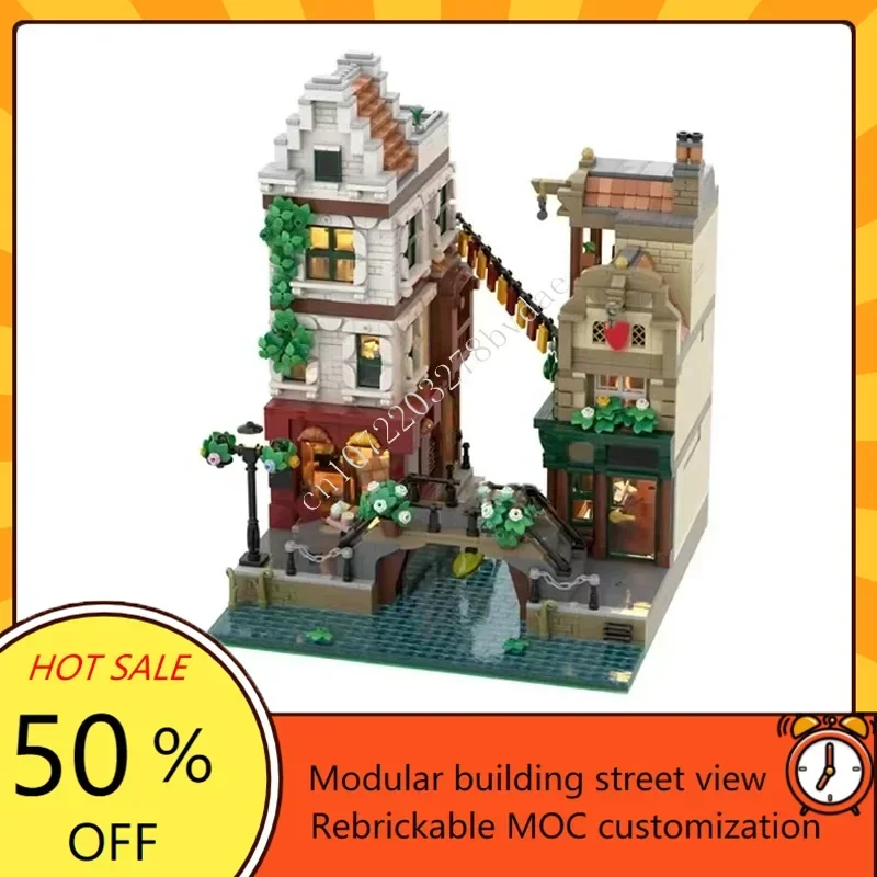 Canal Modular Collection Modular MOC Creative street view Model Custom Puzzles Architecture DIY Education Assembly Model Gifts
