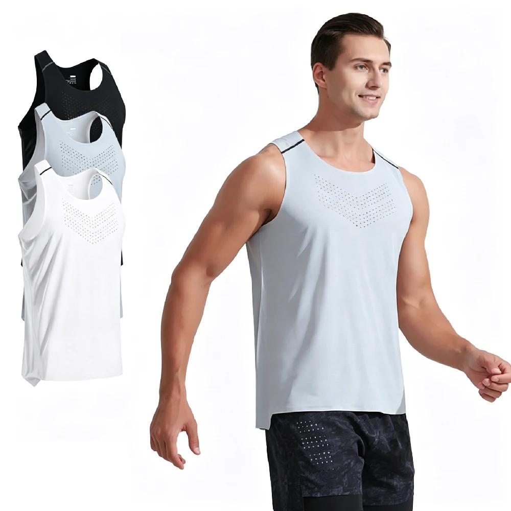 1PCS Men's Lightweight Sleeveless Quick-Drying Running Vest Outdoor Sports and Fitness, Breathable and Stretch Vest