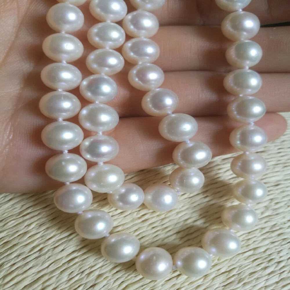 

Perfect 16 inch 9-8mm AAAA South Sea Natural White Pearl Necklace with 14K Gold Buckle 16 inch ---30inch