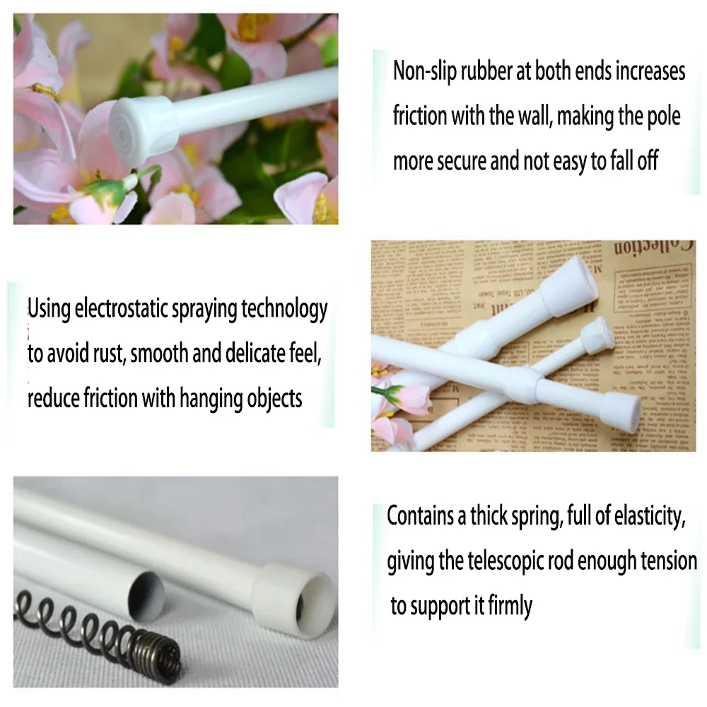 White Adjustable Door Curtain Rod Metal Extendable Door Curtain Rail Rod Telescopic Poles Door Household Hanger Rods 60cm-100CM