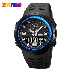 SKMEI-reloj Digital deportivo para hombre, cronómetro con luz LED, resistente al agua hasta 50m, con 3 pantallas, alarma