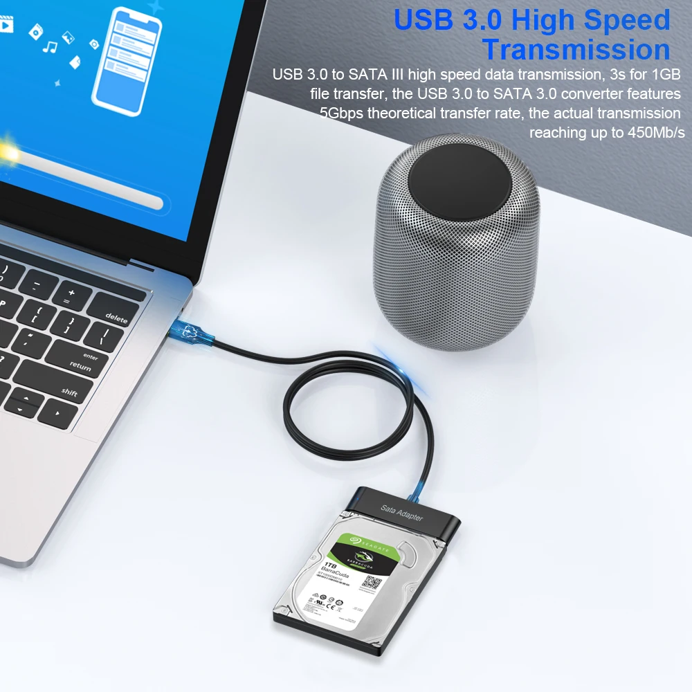 Onelesy USB 3.0 to SATA Adapter Plug & Play for 2.5 Inch HDD/ SSD SATA Converter UASP High Speed Data Transmission SATA to USB