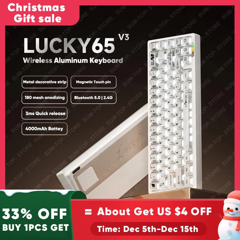 

Weikav Lucky65 V3 NUT65 Wireless Aluminum Mechanical Keyboard Kit 65% RGB Bluetooth 2.4G Wired Game Keyboard Quick Disassembling