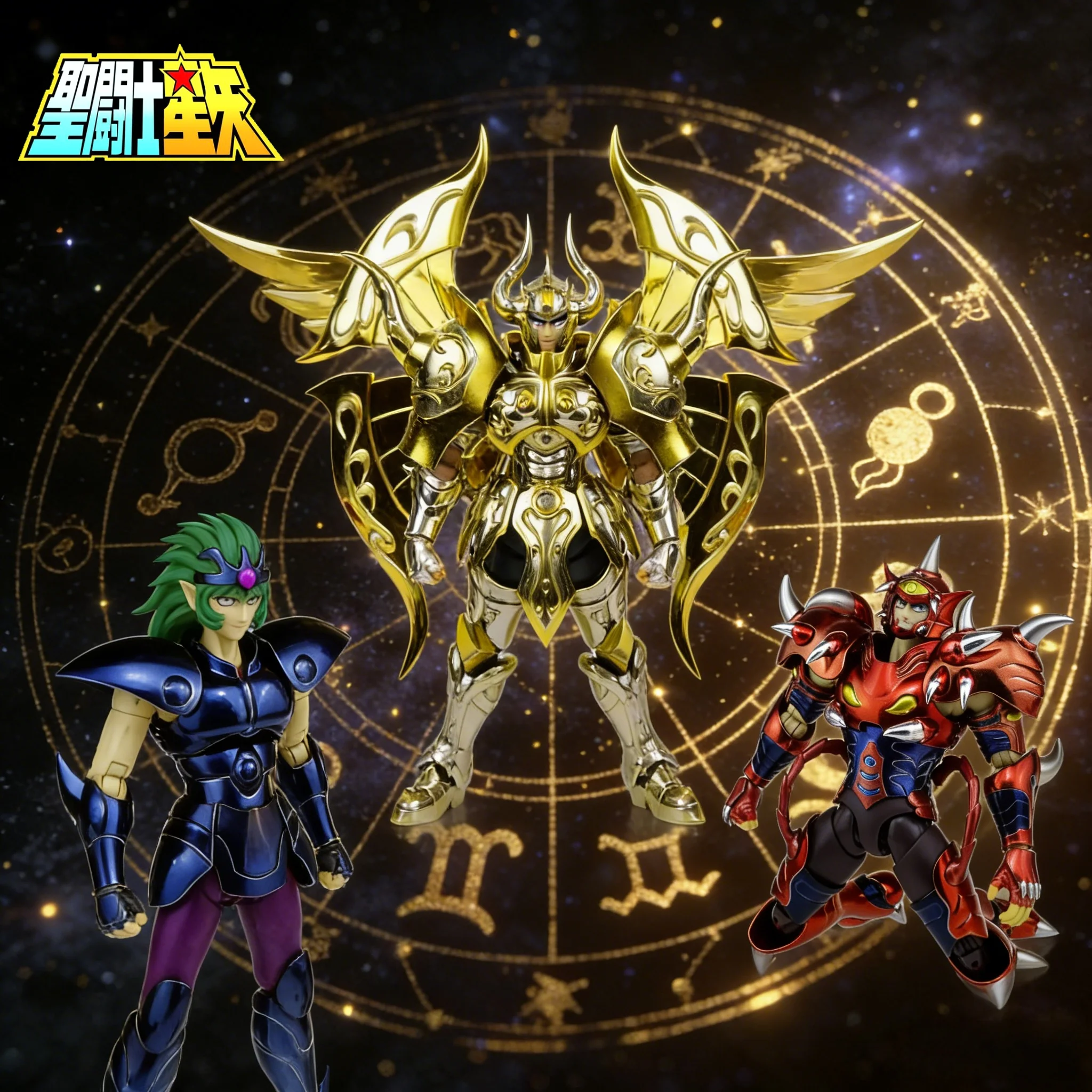 

Коллекционные фигурки аниме-героев Saint Seiya: Серебряный Свят Телец Алдебаран, Циклоп, Земной Гигант Мисти в доспехах (Myth Cloth)