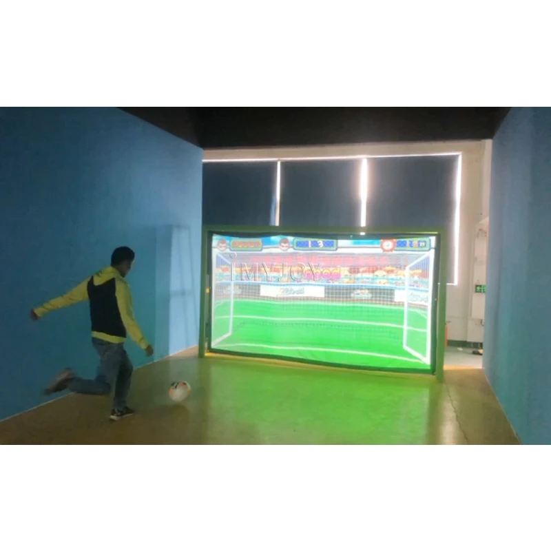 Simulador interativo do jogo do futebol da parede, futebol virtual da AR, vendedor superior