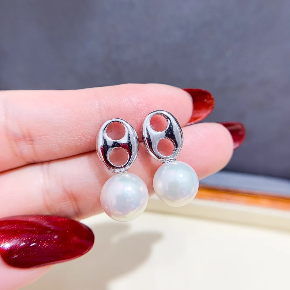 

DIY Pearl Drop Earrings Fittings S925 Sterling Silver For 9-15mm Beads Jewelry Components