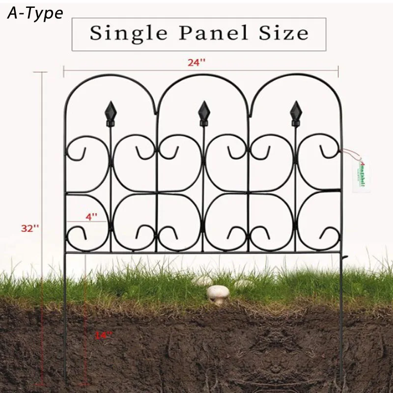 1Sets Decorative Zipper type OutDoor Iron Garden Fence Panel Plant Flower Border Vegetable Edge Zippity Fence Barrier