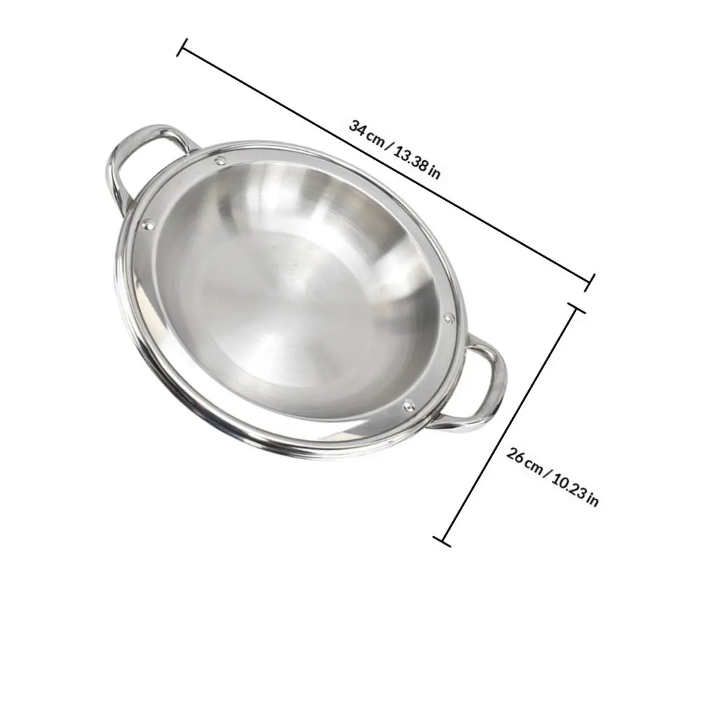 Stainless Steel Paella Pan – Shallow Heat-Resistant Cooking Pot for Home Kitchen, Multi-Function Cookware