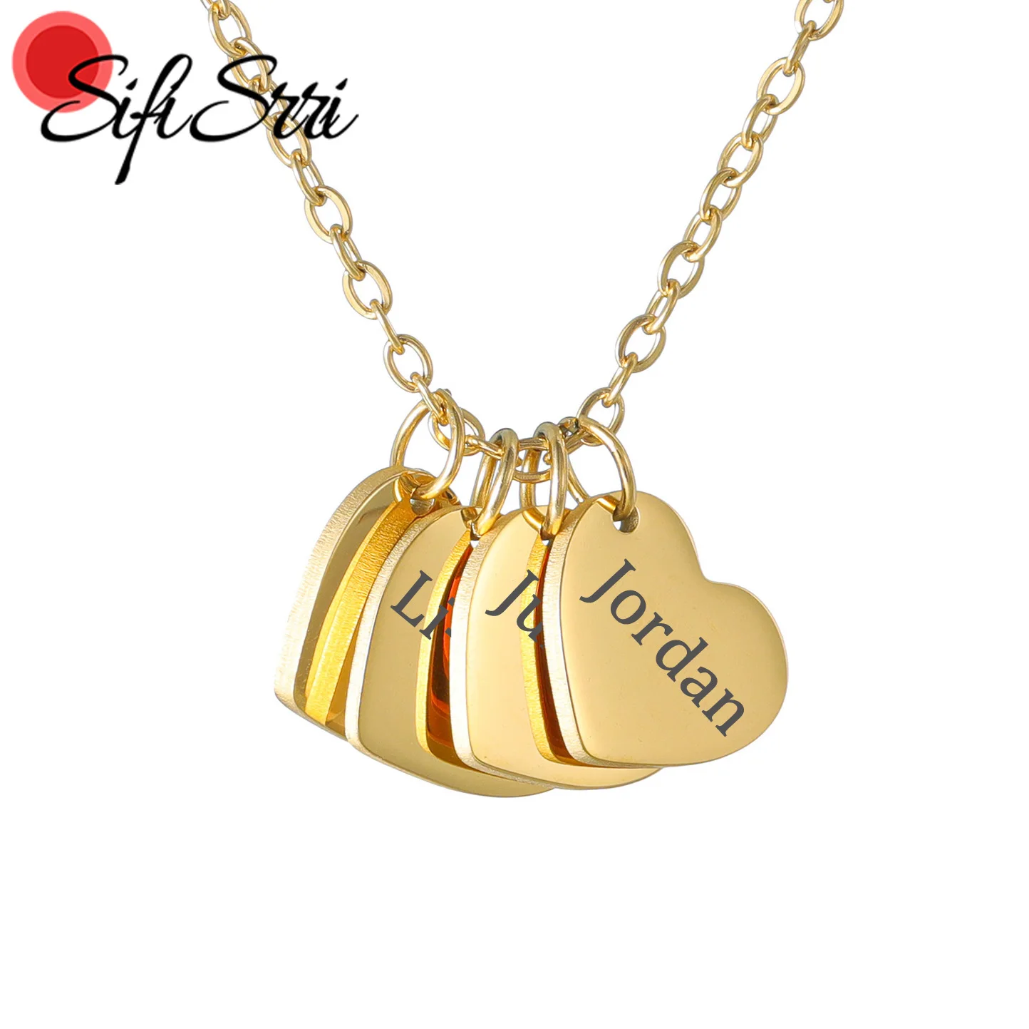 

Sifisrri Personalized Custom Name Necklace for Women Stainless Steel Heart Choker Engrave Letter Family Mother Kids Jewelry Gift