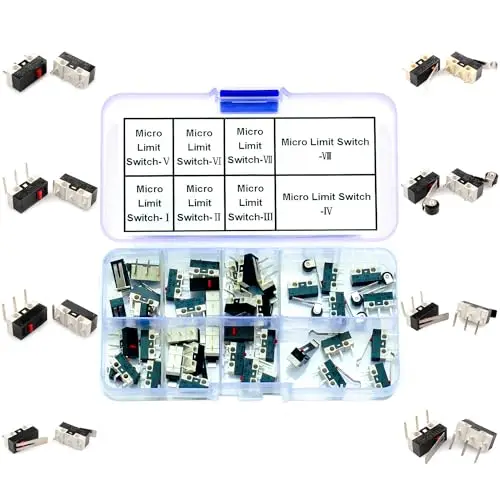 Micro Limit Switch Mouse Switch Assorted Kit, SPDT 3Pin 1NO 1NC AC 1A 125V Momentary Push Button (Limit-Mouse-Switch)