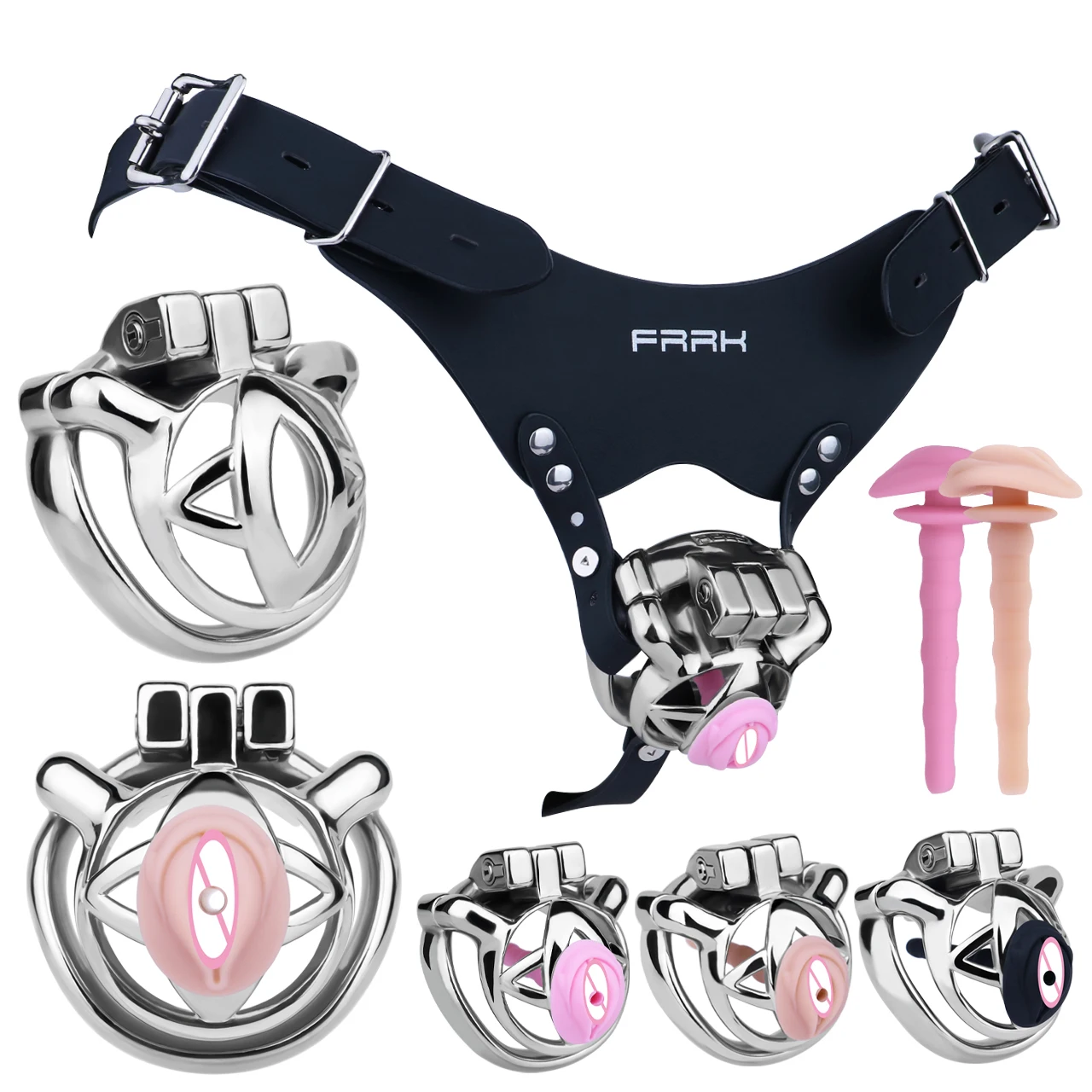 FRRK الفولاذ المقاوم للصدأ سيسيز صغيرة رجل العفة قفل البول قفص القضيب مع الشفرين الحقيقي البظر السيليكون الإحليل الجنس لعب الكبار #2