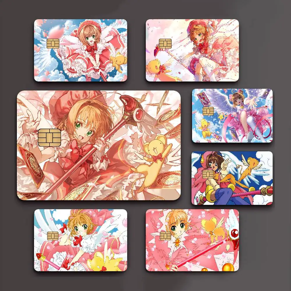 Anime C-Cardcaptor Sakura Girl Fashion Matte Gold Silver Black Matte Film Skin Sticker Tape for Bank Credit Debit Card