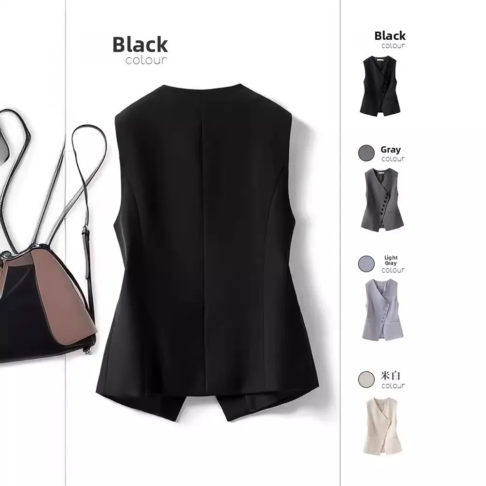 Dames slim fit gilet Svel bovenkleding pakvest Street Sle ort lengte enkele knoop V-Ne nieuw polyester