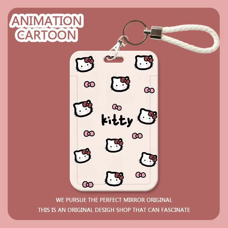 

Kawaii Sanrio Hello Kitty Student School ID Card Holder Dining Hall Meal Card Badge Anti-Loss Cute Girl Gift