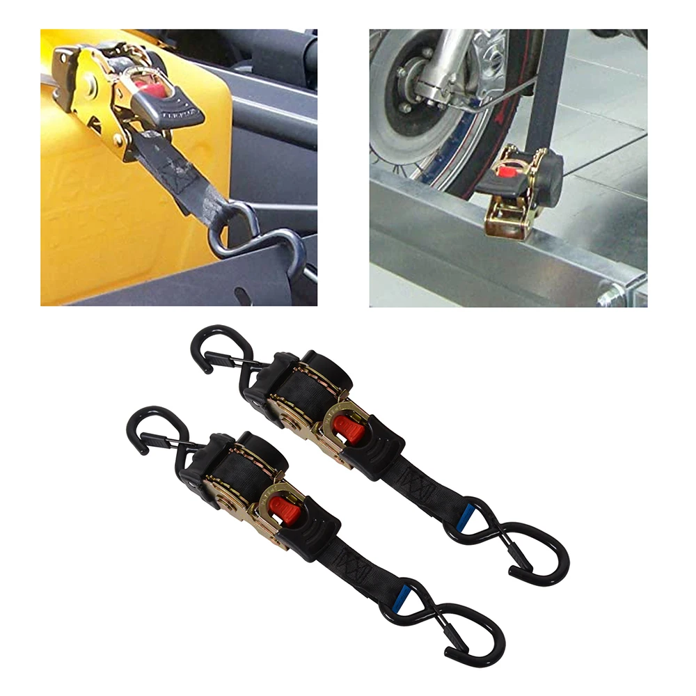 1pc Customized S-hooks Tie Down Belts With Automatic Rollup Auto Retractable Easy To Carry Fixed Prevent Fall Ratchet Starp