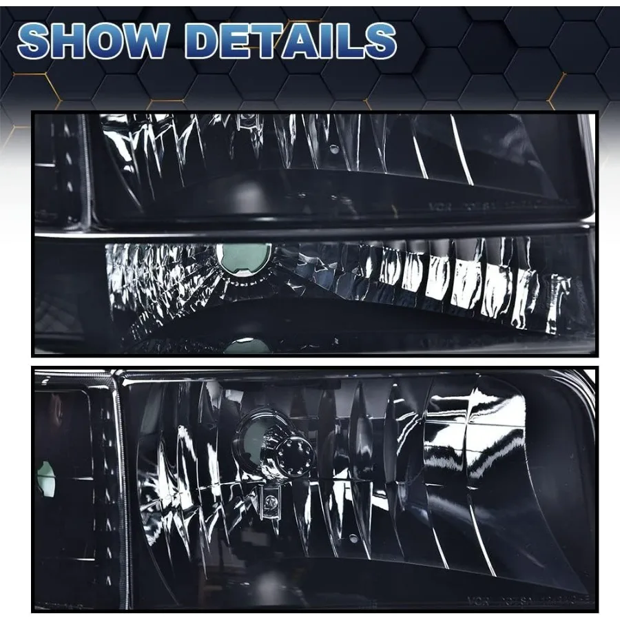 مجموعة المصابيح الأمامية مع مصابيح مصد إشارة الزاوية لـ 9296 برونكو 9296 F150 9297 F250 F350 FS عدسة دخان المركبات فائقة التحمل