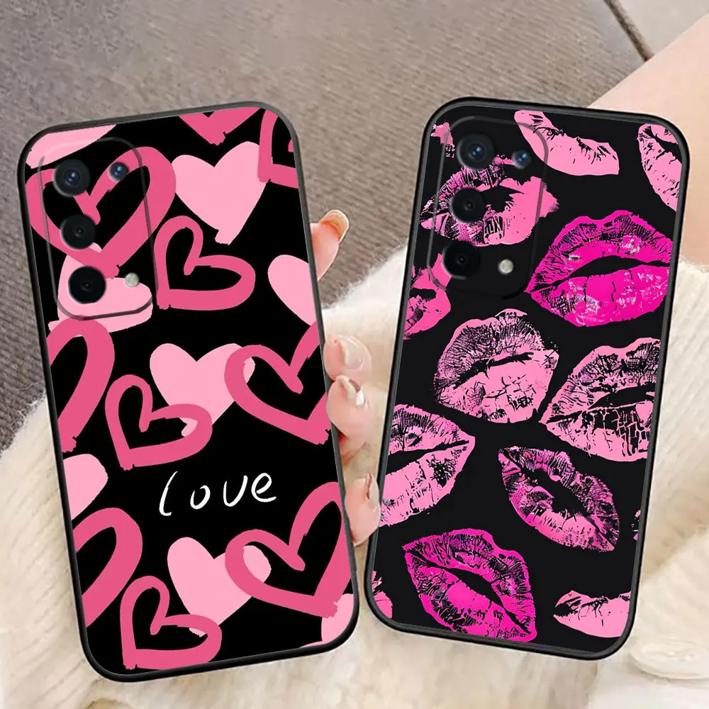 Love Sexy Pink Kiss Phone Case For OPPO A5X A6X A5 A6 A17 A38 A53 A54 A55 A57 A58 A60 A74 A78 A93 A94 A98 A72 Shell Funda Case