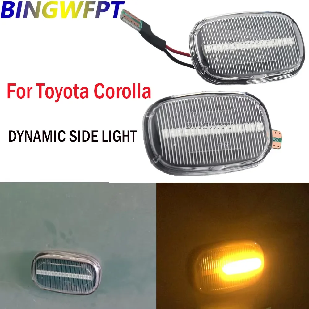 NEW Dynamic Led Side Marker Flowing Turn Signal Light Panel Lamp for Toyota Corolla E10/E11/E12 Yaris Verso Hilux Surf N21 RX view 3