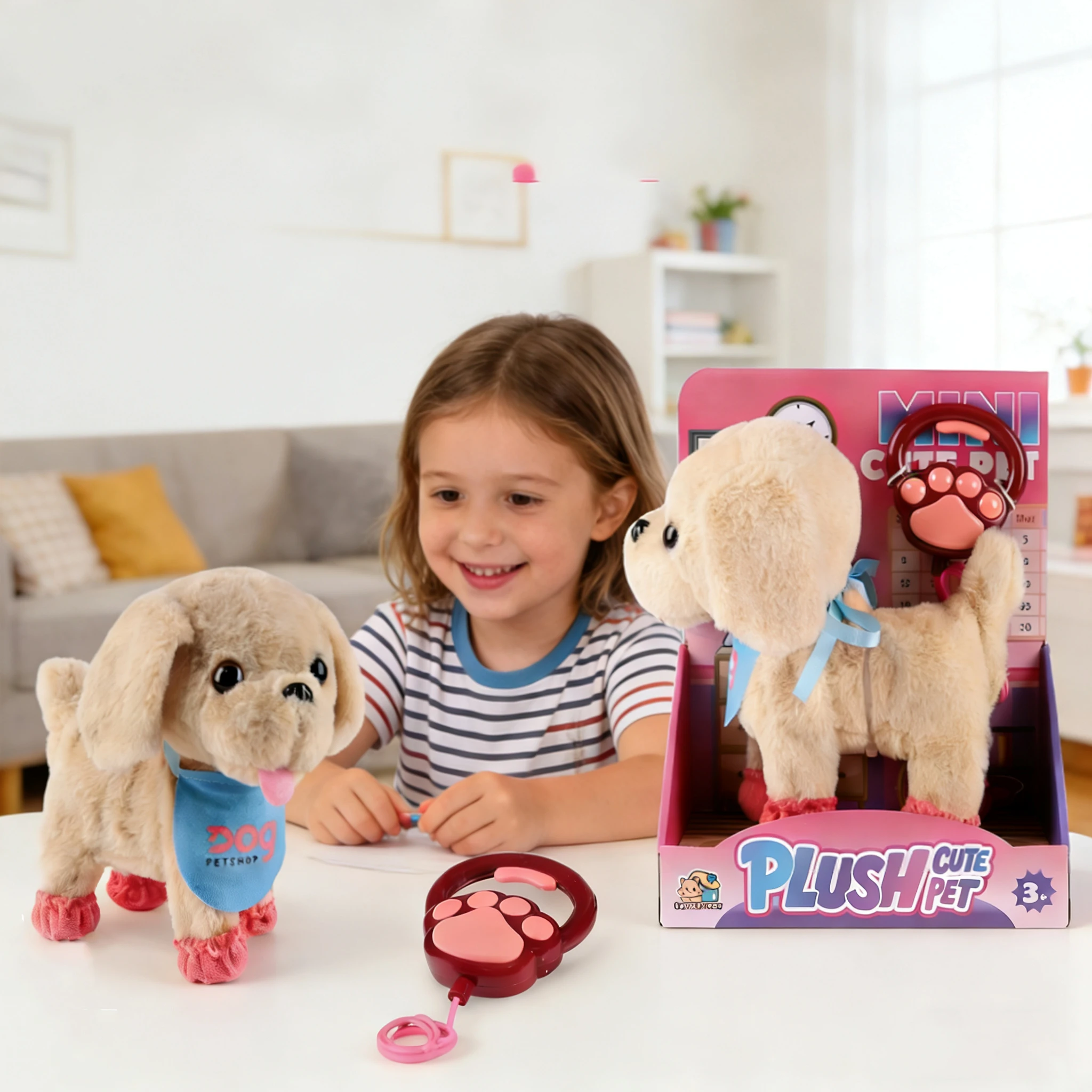 

Интерактивная плюшевая игрушка-собака с поводком (1 шт.) - электронный питомец с функцией ходьбы, лая и голосового управления для детей, лучший подарок.