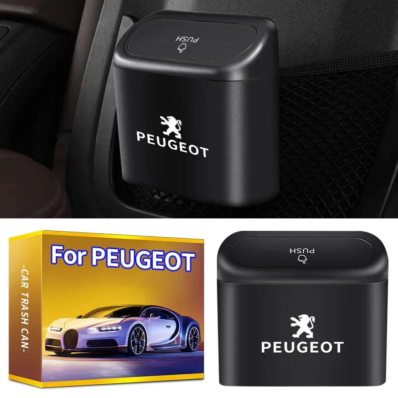 Auto-Mülleimer, hängende Müllbox, schwarz, ABS, quadratisch, Presstyp, Mülleimer für Peugeot 206 308