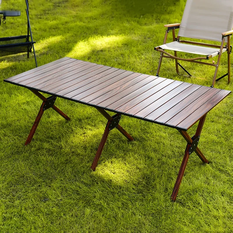 Portable Aluminum Alloy Folding Table for Outdoor Camping Picnic Lightweight Egg Roll Design Field Desk with Chairs Set