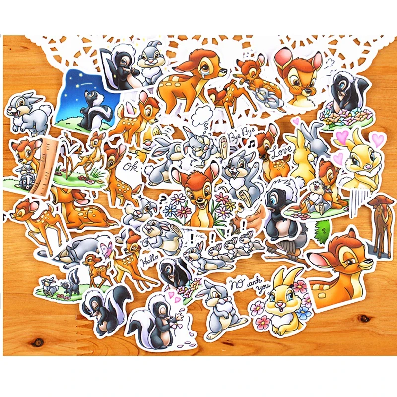 35pcs Disney Deer Bambi Anime Figure Creative Stickers DIY Albums Luggage Notebook Guitar Waterproof Stickers Birthday Gifts