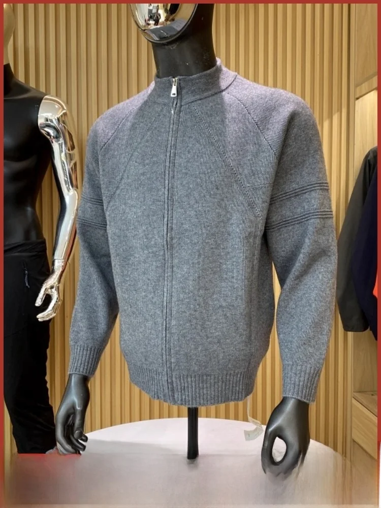 

Comfortable Knitted Men's Casual Sweater Coat Warmth Collar Autumn Winter Faion Ci Sle Zipper Decorated Soft Long Sve