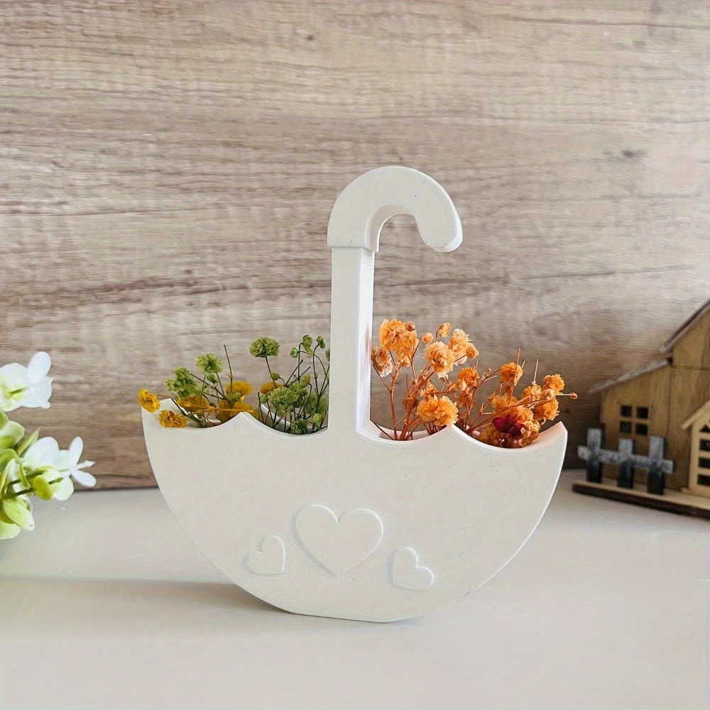 قالب مظلة من السيليكون مع فتحة على شكل قلب - مزهرية وحامل شموع ثنائي الغرض، مناسب لتزيين المنزل بنفسك، مواد حرفية