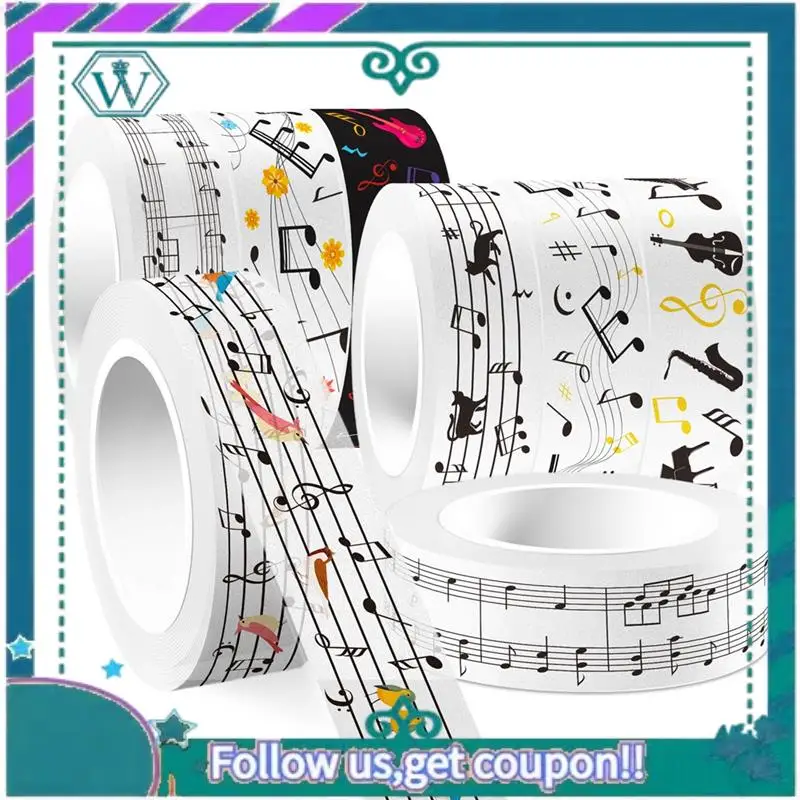 Upgraded Sweet Musical Note Theme Handbook Background DIY Washi Tape Sticker Scrapbooking Material Paper Craft Texture Stationer