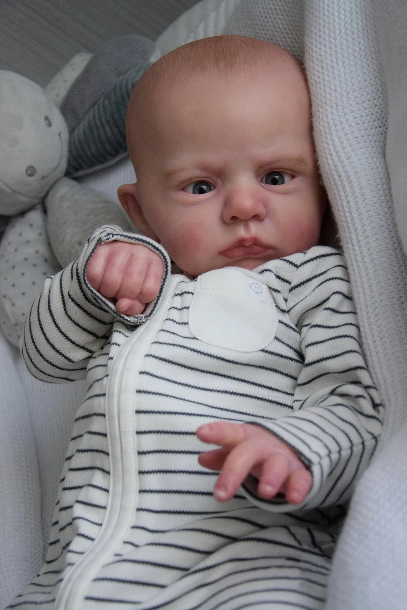 NPK 24''Alta qualità Reborn Cameron dipinta a mano pelle 3D vene visibili con capelli disegnati a mano bambola d'arte da collezione