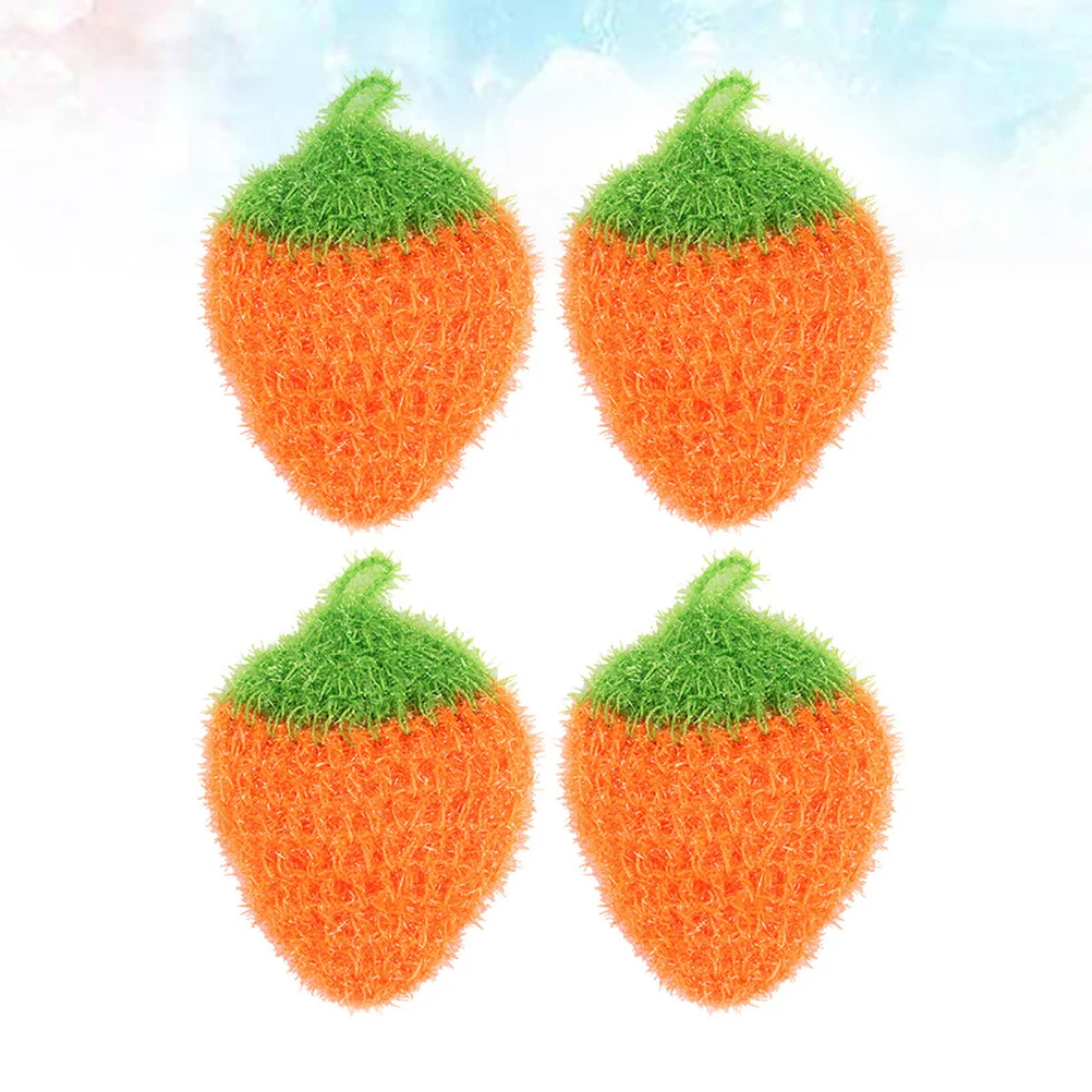 

4 Pcs Dishcloth for Car Sponge Wash Dishes Towel Kitchen Cleaning Creative Strawberry Microfiber Luffa Tea