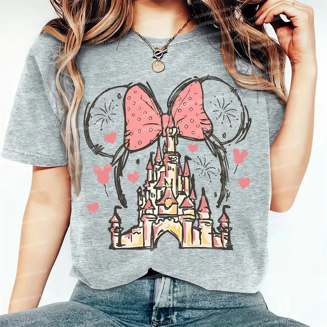

Летняя мужская футболка Disney Minnie Mouse Castle Shirt Magic Kingdom Family Мужская футболка с короткими рукавами Американская женская футболка Y2K