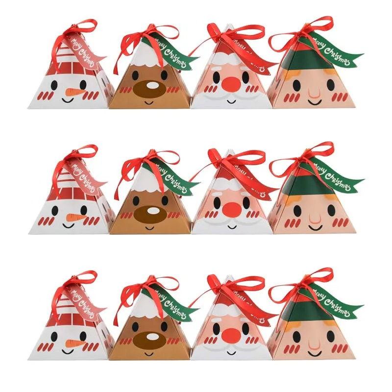 100Pcs Triangle gift Paper box of Christmas Favor Box for Event and Party decoration gift box and baby souvenirs candy favors