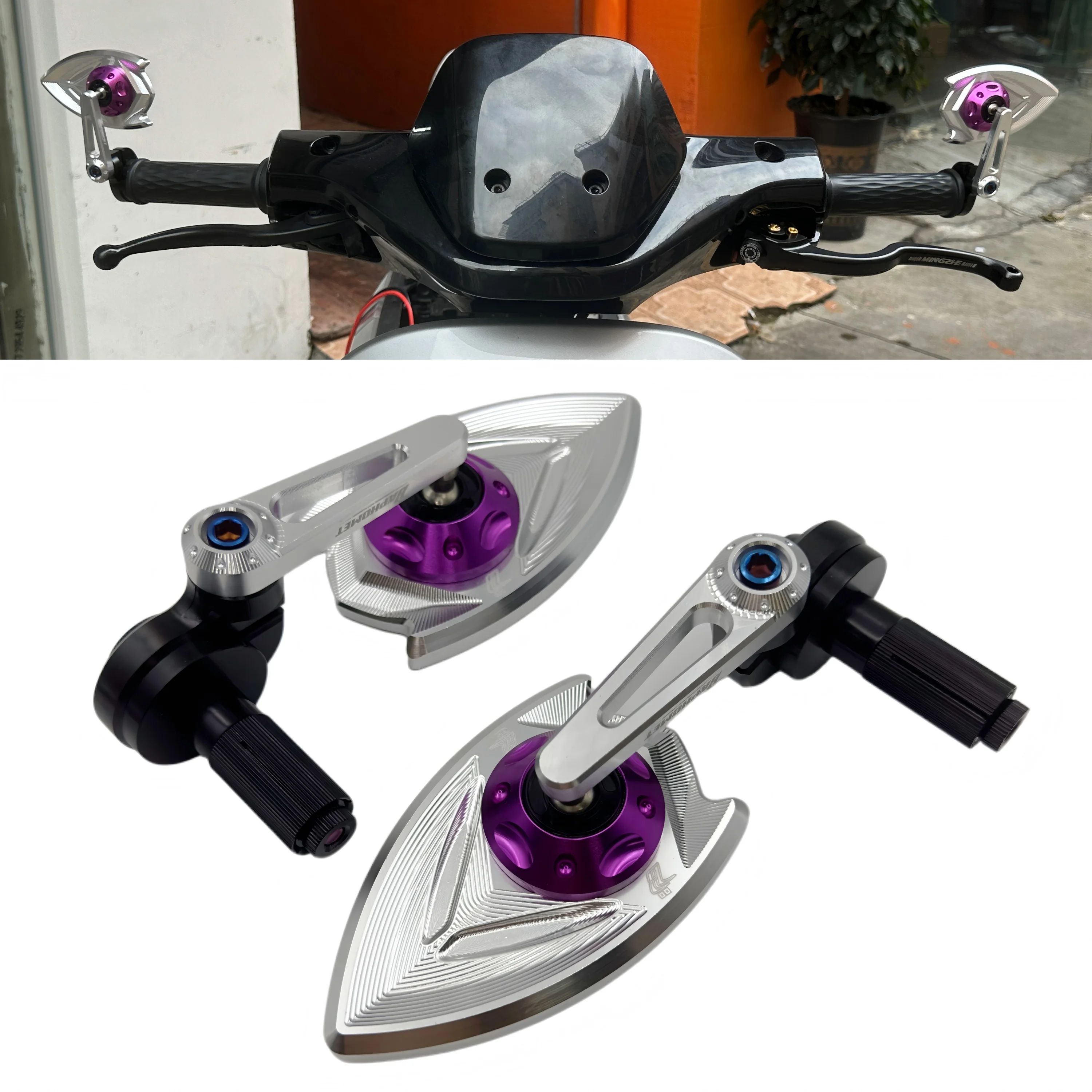 

Motorcycle racing driver's aluminum alloy rearview mirror, universal scooter sideview mirror, modified streetcar rearview mirror