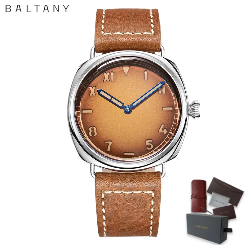 Baltany Retro Men's Hand Winding Mechanical Watch S4009 California Sandwich Dial Waterproof Luminous Italian Military Watch