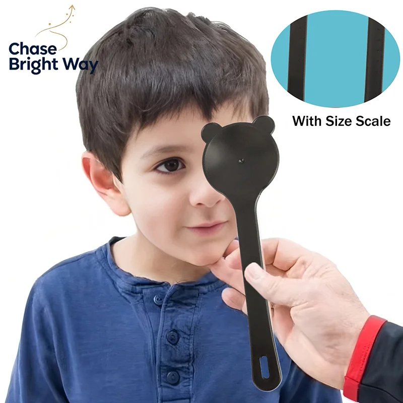 1PCS Eye Occluder Professional Black Bear Shape Handheld Optometry Tool Eye Occluder Block Plate For Vision Test With Scale
