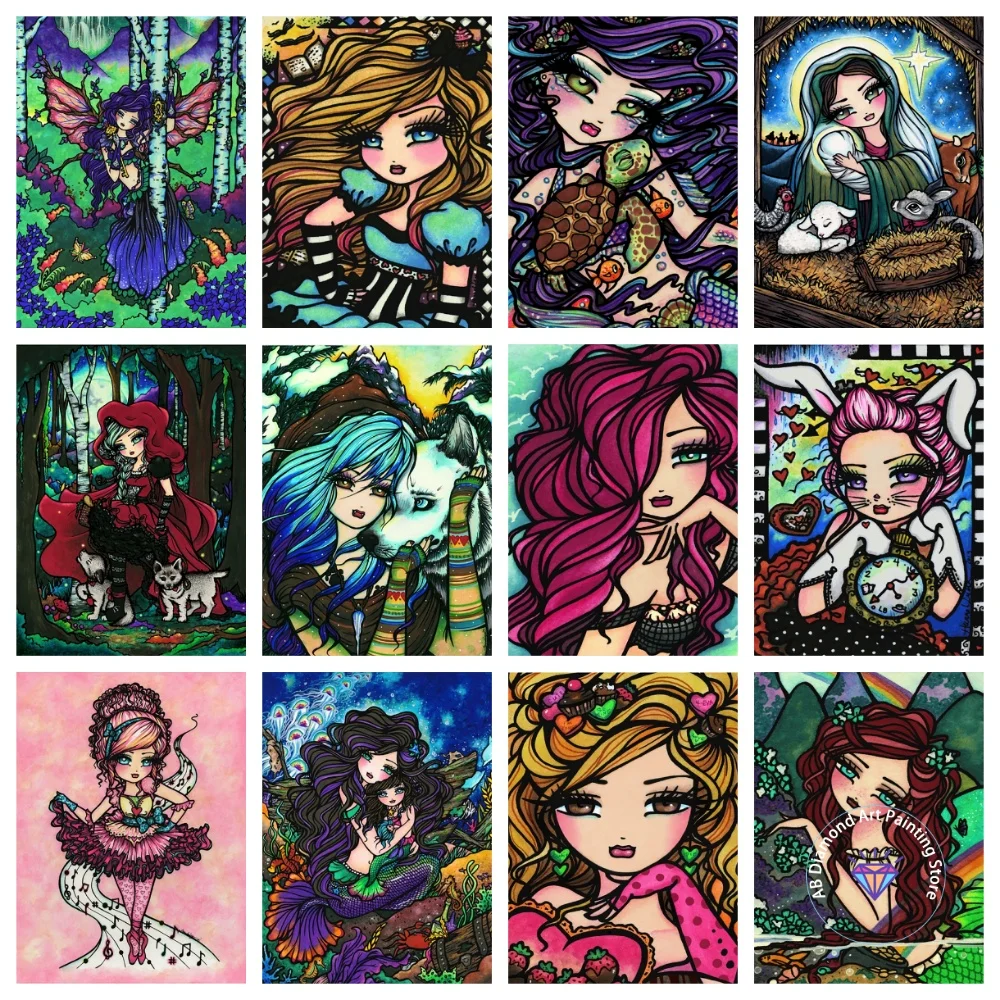 

New Cartoon Girl AB Diamond Drawing Kit Square Round Diamond 5D DIY Mosaic Handmade Art Adult Exquisite Gift Crafts Home Decor