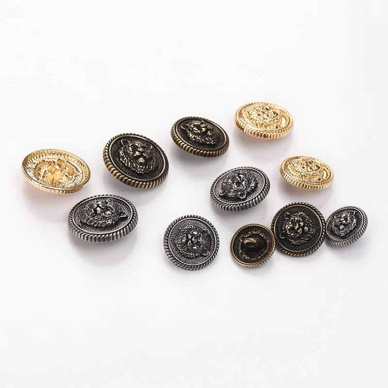 10pcs/lot Tiger Head Metal Button Gold for Clothing Sweater Coat Decoration Shirt Round Buttons Accessories view 2