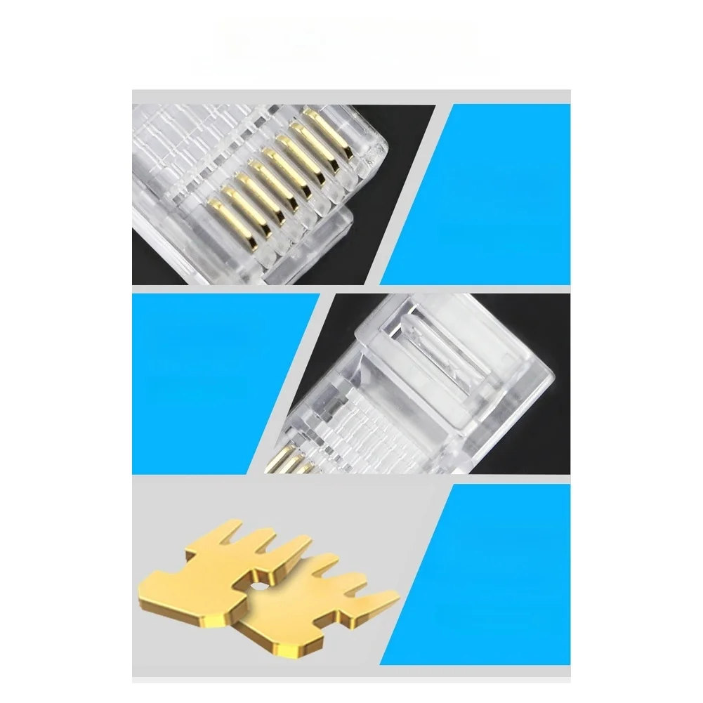 Gold Plated Connector For Networking Pure Copper Network Head Cat6 Ethernet Connector Flame Retardant Insulation