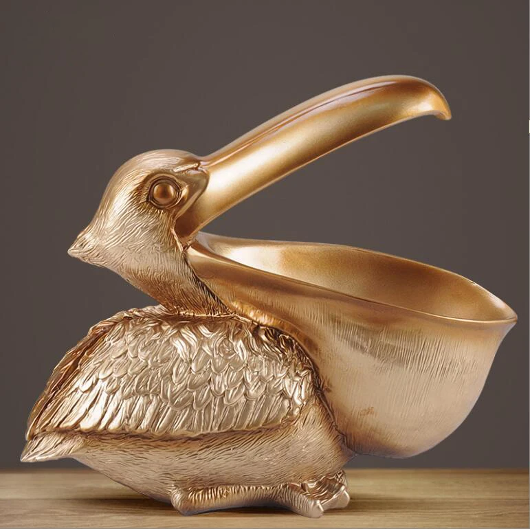 Pelican Bird Ornament Retro Resin Key Jewelry Storage Toucan Entrance Hall Living Room Tea Table Home Arts And Crafts Creative