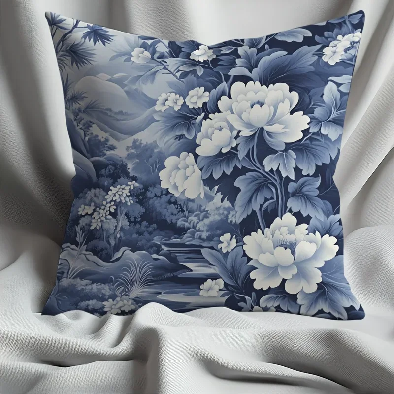 

1pc Floral Print Pillow Case Chair Living Room Pillowcase Cozy Zipper Sofa Pillow Covers Bedroom Indoor Home Decor