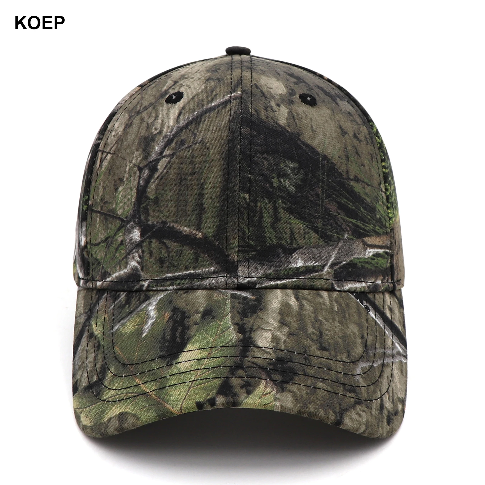 KOEP New Outdoor Fishing Caps Jungle Tree Camouflage Baseball Cap Hunting Hat Cotton Dad Snapback Hats Bulrush Leaves Camouflage